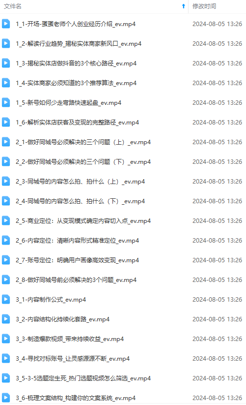 实体店老板获客特训营:认知、定位、文案、矩阵、直播、AI等72节课程