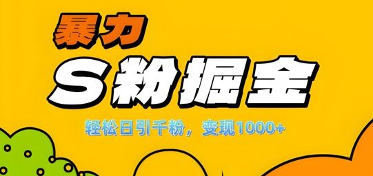 S粉流量掘金计划:单人单机日引千粉变现攻略-无双副业