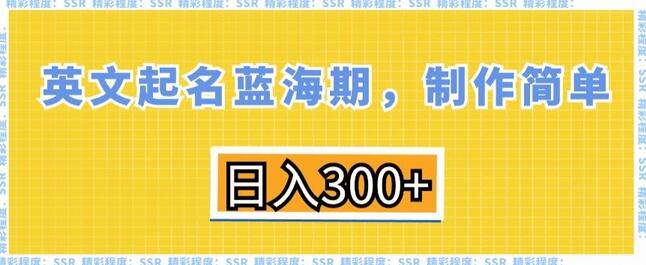 英文起名蓝海项目,轻松制作日入300+-无双副业