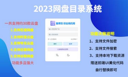 2023网盘目录运营系统一键安装教学,支持30款云盘-无双副业