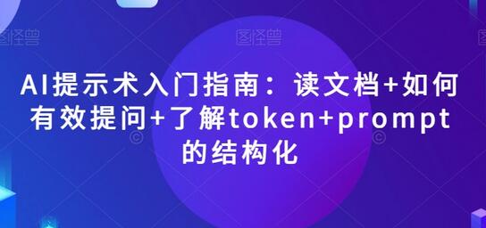 AI提示术入门指南:读文档、有效提问、了解token与prompt结构化-无双副业