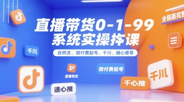 直播带货全链路实操课:自然流微付费起号与千川投放策略-无双副业