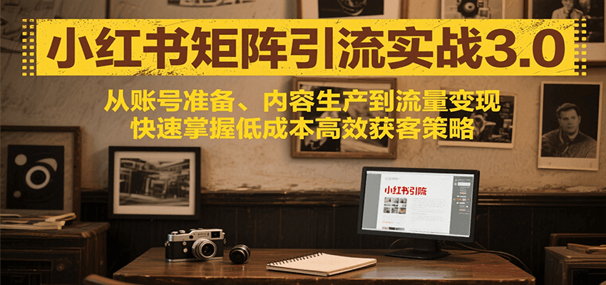 小红书矩阵引流实战课程,账号准备内容生产到流量变现全链路-无双副业