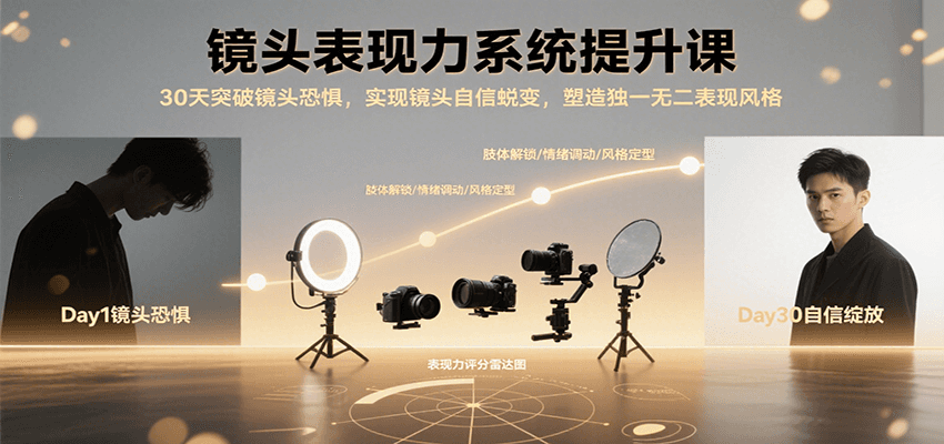 镜头表现力系统提升课,30天突破镜头恐惧实现自信蜕变-无双副业