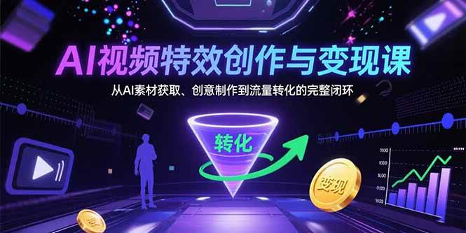 AI视频特效创作与变现课:从素材获取到流量转化全流程-无双副业