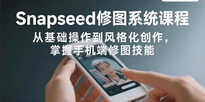 Snapseed修图系统课程:从基础操作到风格化创作掌握手机修图技能-无双副业