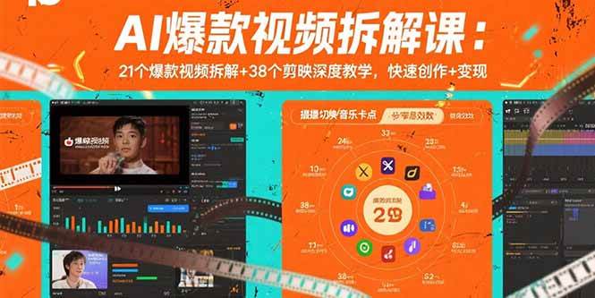 AI爆款视频拆解课:21个爆款拆解+38个剪映教学,快速创作与变现-无双副业