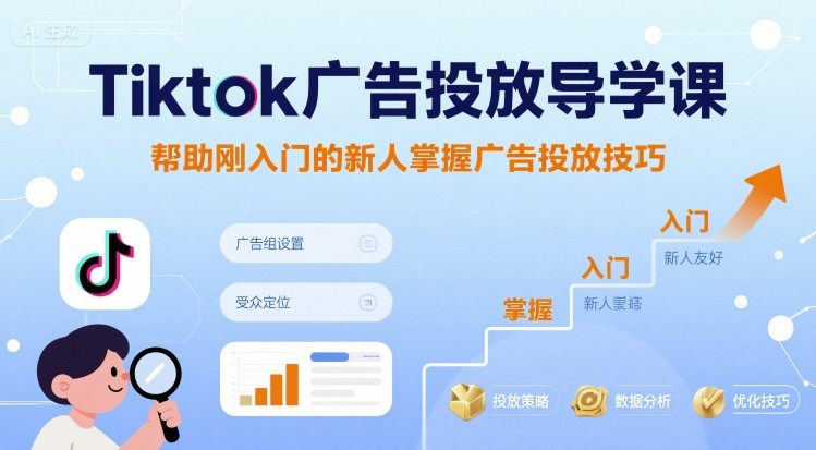 Tiktok广告投放导学课:新手快速掌握广告投放技巧-无双副业