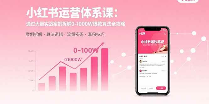 小红书运营体系课:实战案例拆解0-1000W爆款算法全攻略-无双副业