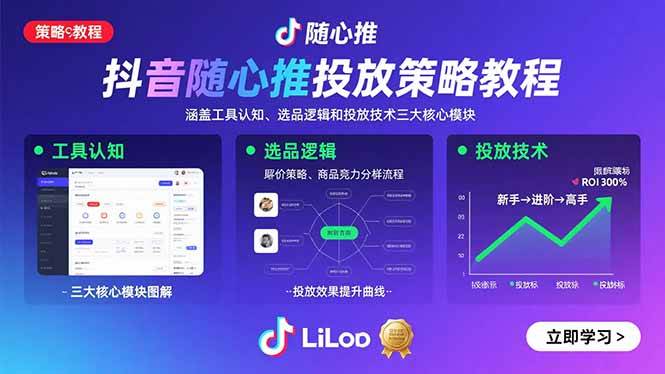 抖音随心推投放策略教程:工具认知、选品逻辑与投放技术-无双副业