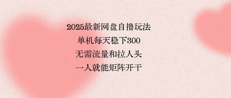 2025最新网盘自撸玩法,单机日赚稳定无需引流和团队-无双副业