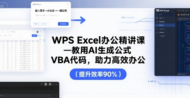 WPS Excel办公精讲课,AI生成公式与VBA代码提升效率-无双副业