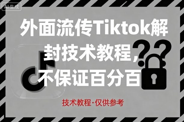 Tiktok解封技术教程分享,效果需自测-无双副业