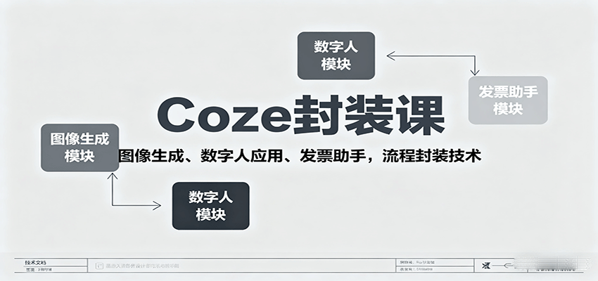 Coze封装课:图像生成、数字人应用与发票助手技术-无双副业