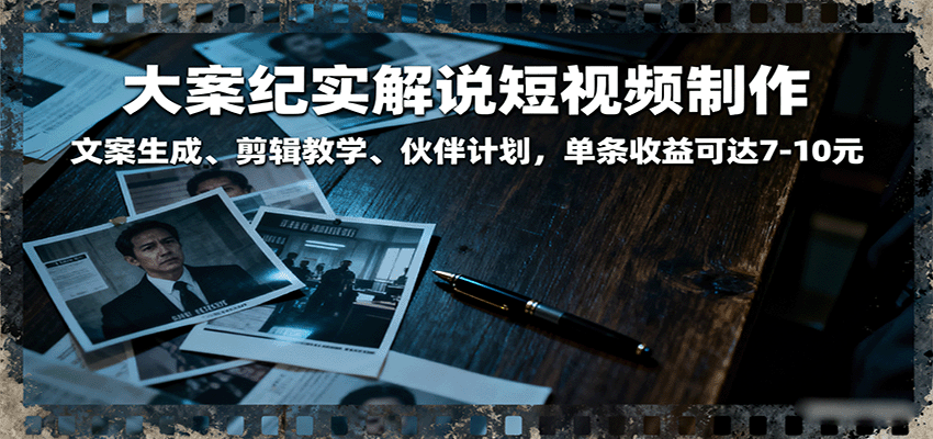 AI大案纪实短视频制作变现课:零基础轻松月入3000+-无双副业