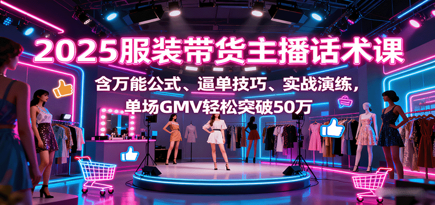 服装带货主播话术课:万能公式、逼单技巧与实战演练提升GMV-无双副业