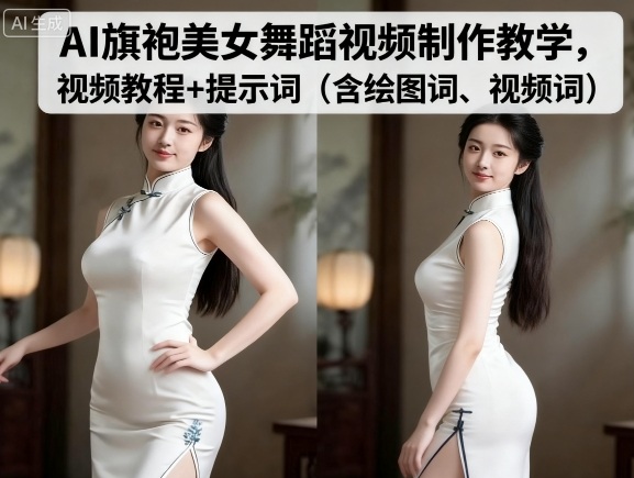 AI旗袍美女舞蹈视频制作教程与提示词分享-无双副业