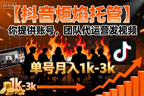 抖音炬焰托管代运营项目揭秘,单号月入1k+-无双副业