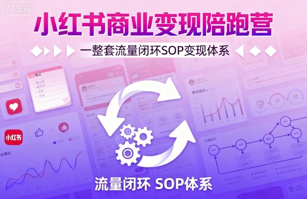 小红书商业变现陪跑营,轻IP矩阵私域获客流量闭环SOP体系-无双副业