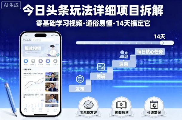 今日头条玩法项目拆解,零基础14天学会AI变现-无双副业