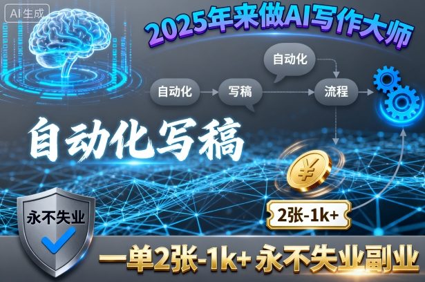 2025年AI写作大师副业,自动化写稿每单收入1k+-无双副业