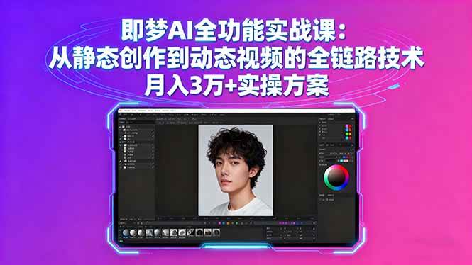 即梦AI全功能实战课:从静态创作到动态视频全链路技术-无双副业