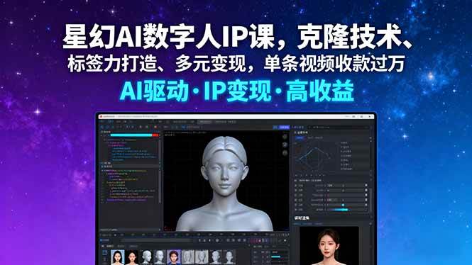 星幻AI数字人IP课:克隆技术、标签力打造与多元变现实战-无双副业