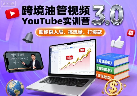 跨境YouTube视频运营实训营3.0,助你快速获取流量打造爆款-无双副业