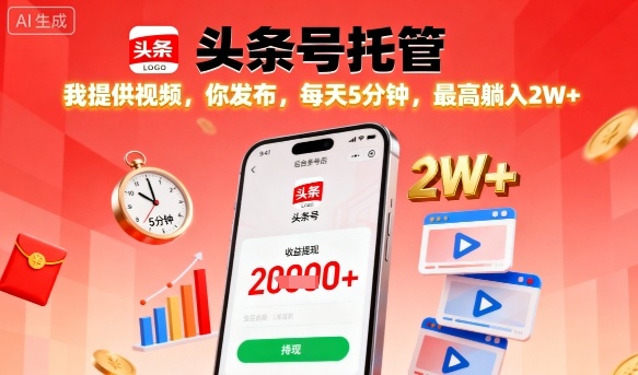头条号托管项目揭秘:视频发布轻松日入2W+-无双副业