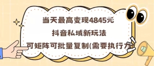 抖音私域变现新玩法 矩阵批量复制轻松日入1k+-无双副业