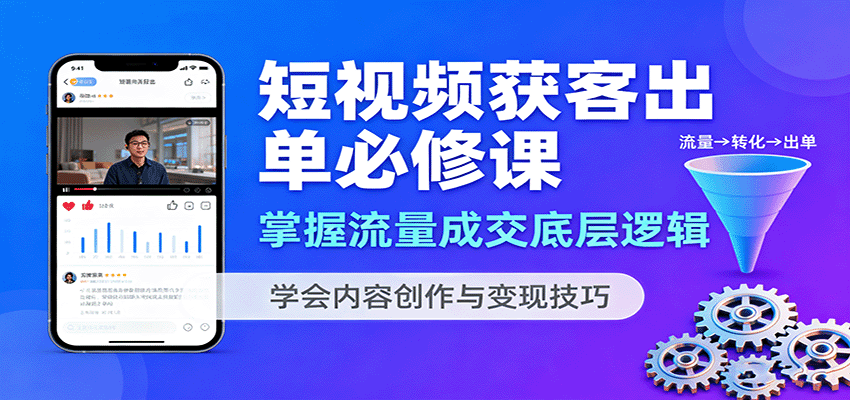 短视频获客出单必修课:流量成交逻辑与内容变现技巧-无双副业