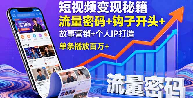 短视频变现秘籍,流量密码+钩子开头+故事营销+个人IP打造-无双副业