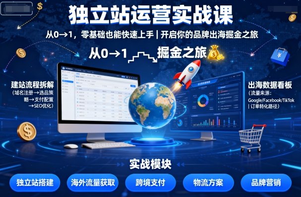 独立站运营实战课,零基础快速上手品牌出海掘金-无双副业