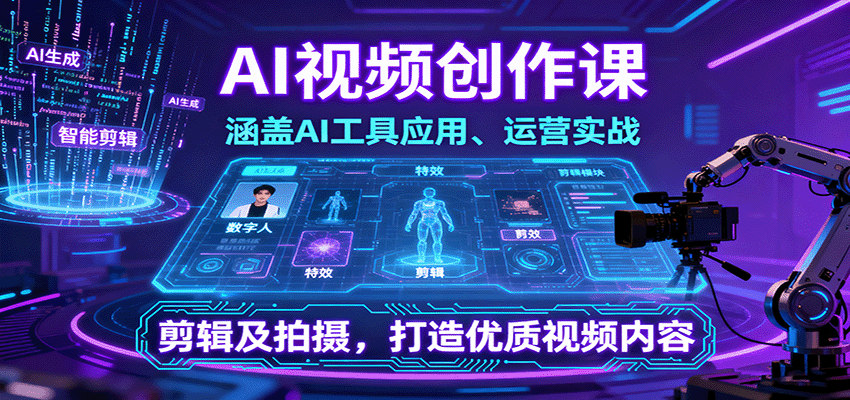 AI视频创作课:AI工具应用与运营实战全攻略-无双副业