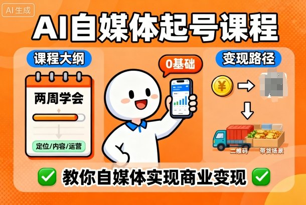 AI自媒体起号课程0基础两周学会实现商业变现-无双副业