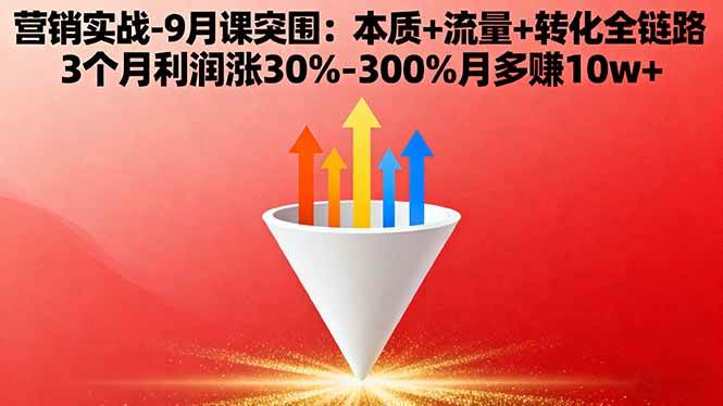 营销实战全链路课程:本质+流量+转化助力3个月利润增长30%-300%