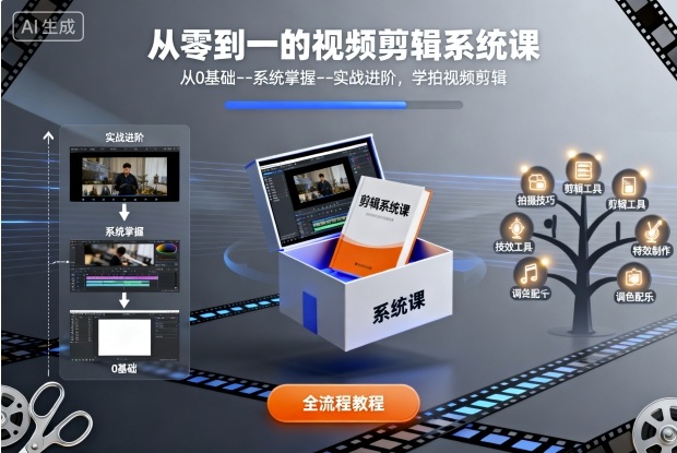 从零到一的视频剪辑系统课,0基础到实战进阶全掌握-无双副业