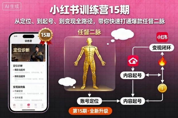 小红书训练营,从定位到变现全路径打通爆款任督二脉-无双副业