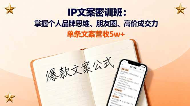 IP文案密训班:掌握个人品牌思维与高价成交力-无双副业