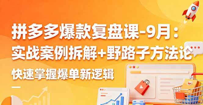 拼多多爆款复盘课:实战案例拆解与野路子方法论,掌握爆单新逻辑-无双副业