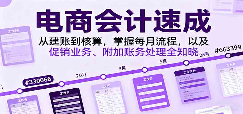 电商会计速成从建账到核算掌握每月流程及促销附加账务处理-无双副业
