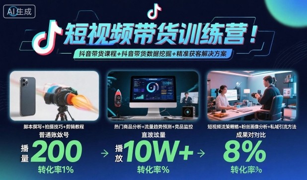 短视频带货训练营:抖音带货课程与精准获客方案-无双副业