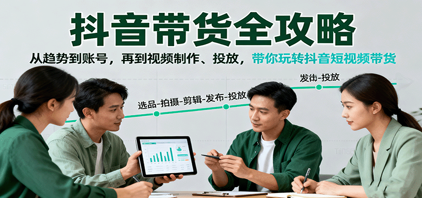 抖音短视频带货全攻略:趋势账号视频制作投放技巧-无双副业