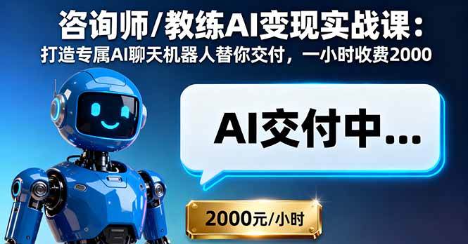咨询师AI变现实战课:打造专属AI聊天机器人一小时收费2000-无双副业