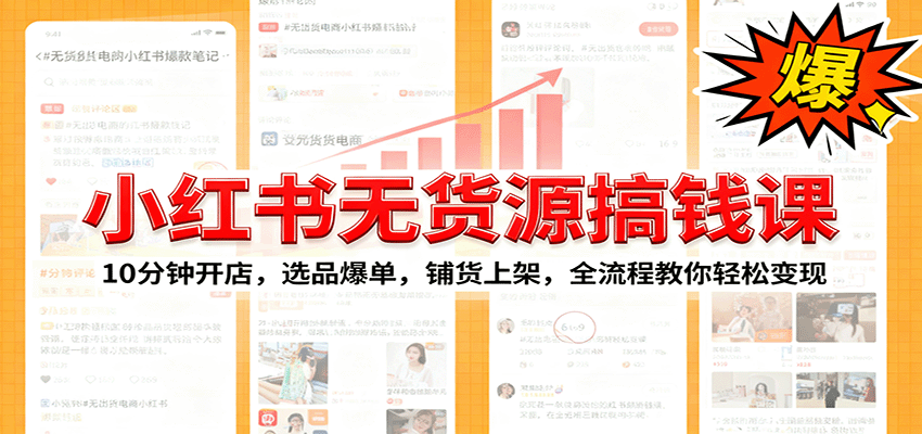 小红书无货源电商爆单实战课:开店选品铺货全流程变现指南-无双副业