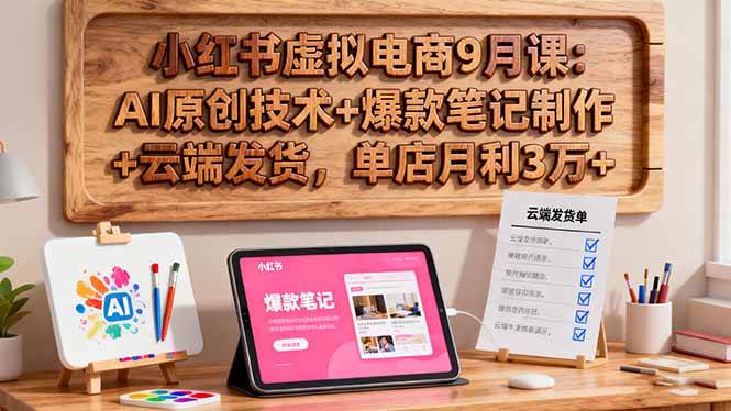 小红书虚拟电商课程:AI原创技术+爆款笔记制作+云端发货-无双副业