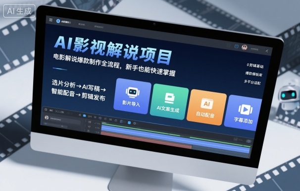 AI影视解说项目制作全流程,新手快速掌握爆款电影解说技巧-无双副业