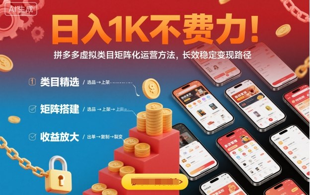 拼多多虚拟类目矩阵化运营方法,长效稳定变现路径-无双副业