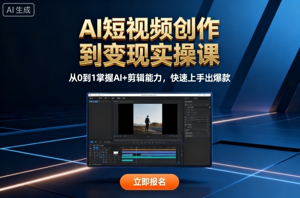 AI短视频创作到变现实操课,从0到1掌握AI剪辑能力-无双副业