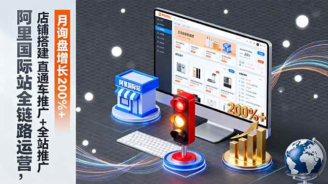 阿里国际站全链路运营,店铺搭建+直通车推广+全站推广实现询盘增长-无双副业